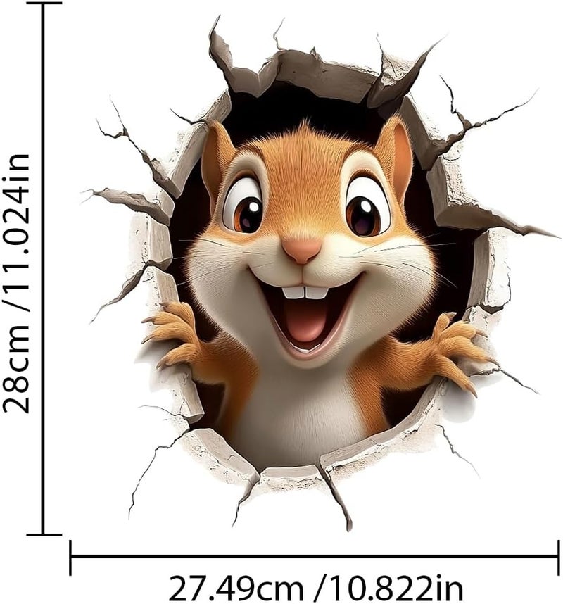 Iprokiu Cute Animal Toilet Sticker Waterproof 3D Funny Dog Cracking Toilet Seat Lid Decal Bathroom Wall Sticker Squirrel Toilet Lid Decal Home Decoration (Squirrel) - Image 4